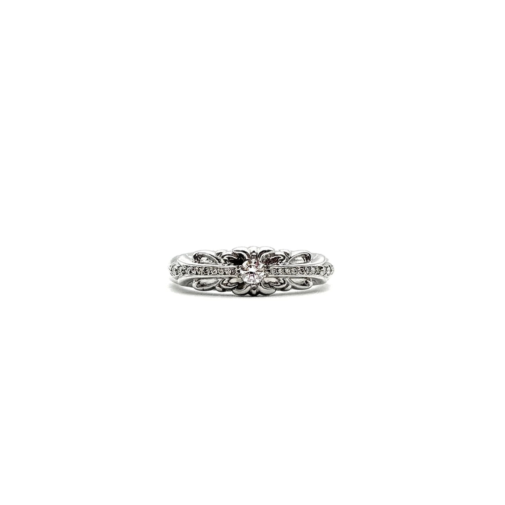 Chrome Hearts Jewelry 18K White Gold Diamonds Baby Classic Floral Cross Ring