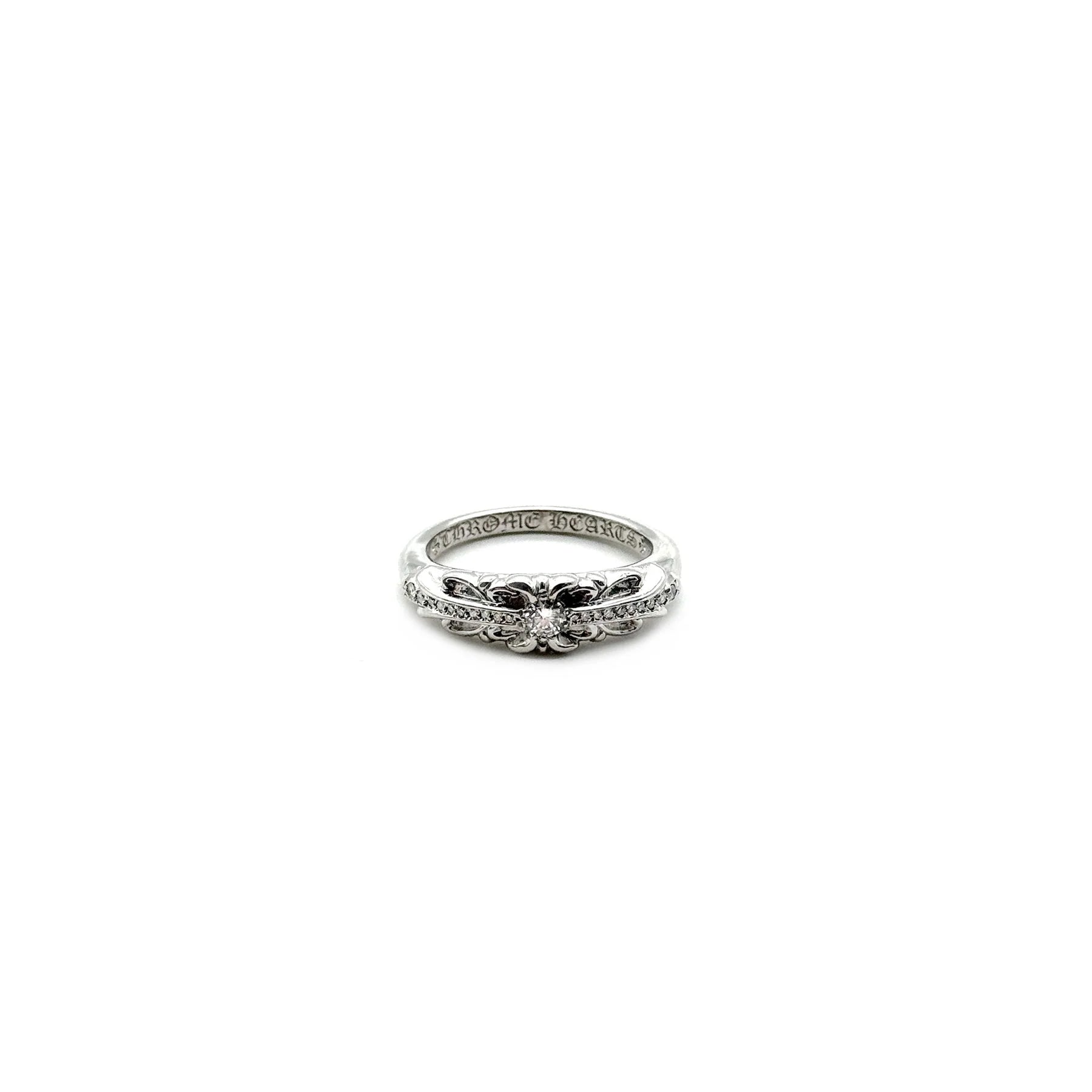 Chrome Hearts Jewelry 18K White Gold Diamonds Baby Classic Floral Cross Ring