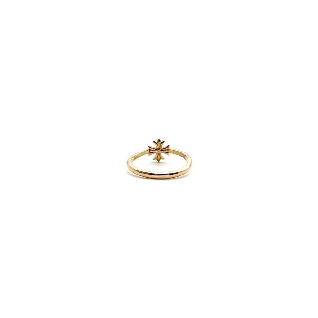 Chrome Hearts Jewelry 22K Gold Diamond Bubblegum Cross Ring