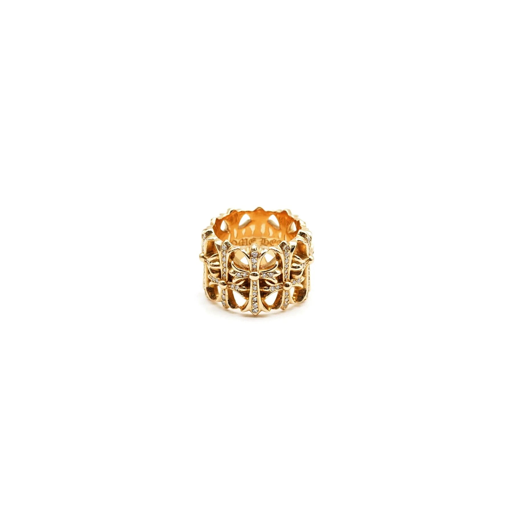 Chrome Hearts Jewelry 22K Gold With Diamonds Cross Cemetery Ring