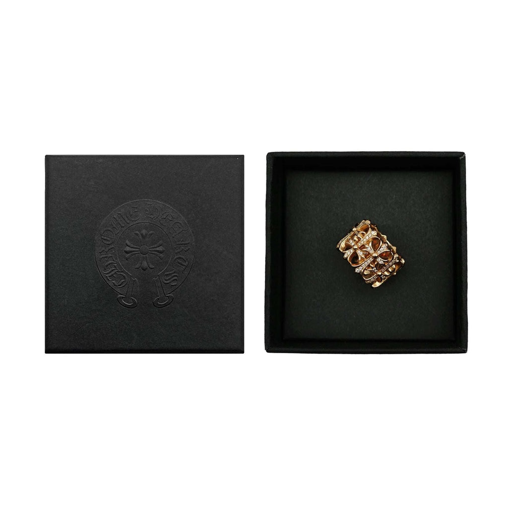Chrome Hearts Jewelry 22K Gold With Diamonds Cross Cemetery Ring