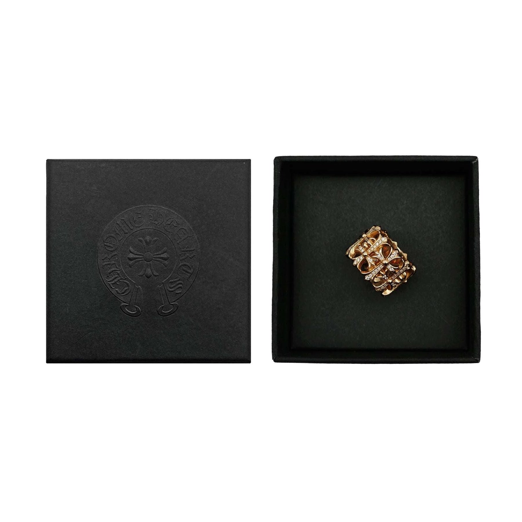 Chrome Hearts Jewelry 22K Gold With Diamonds Cross Cemetery Ring