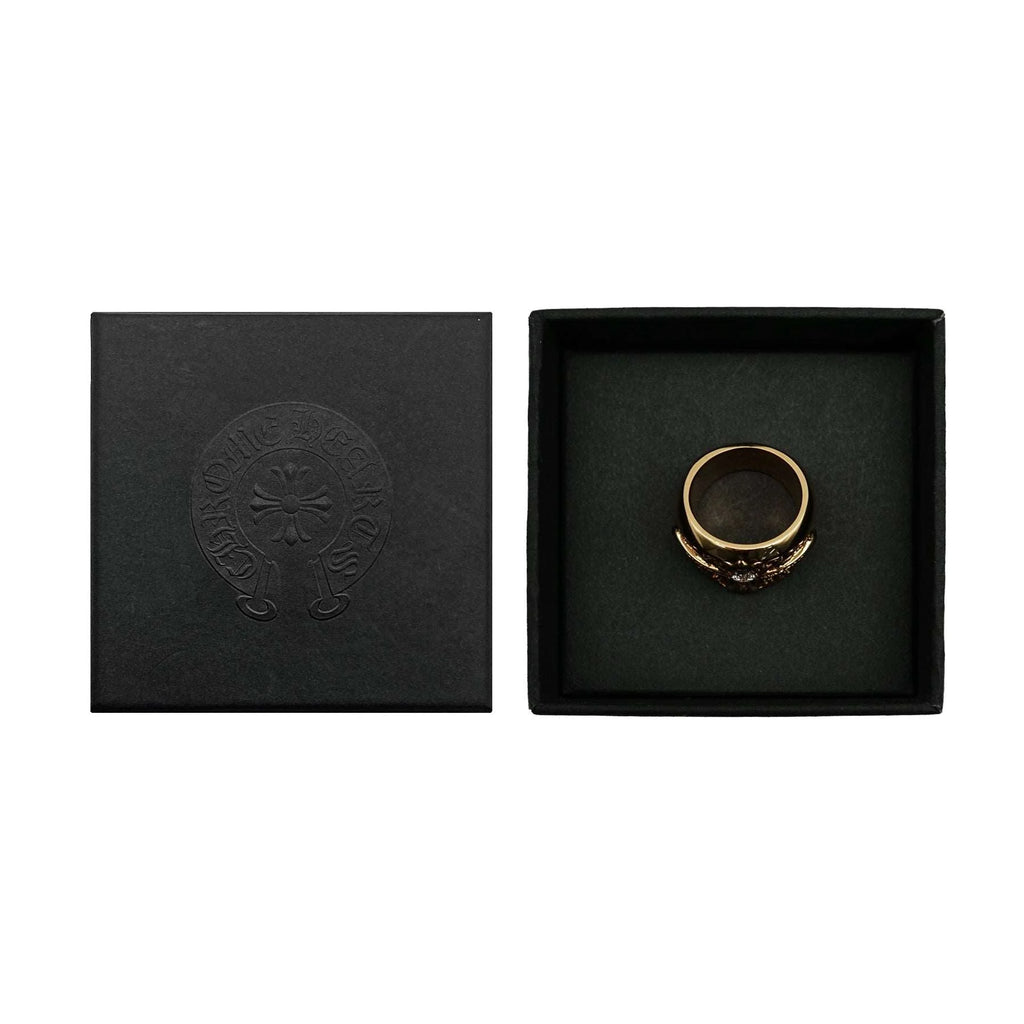 22K Gold With Diamonds Oval Keeper Chrome Hearts Ring