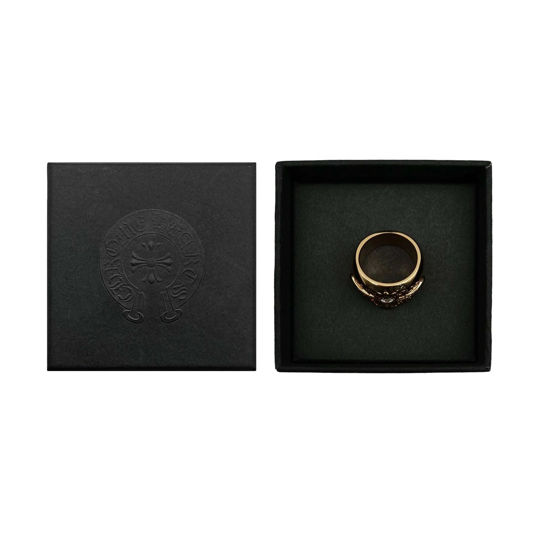 22K Gold With Diamonds Oval Keeper Chrome Hearts Ring