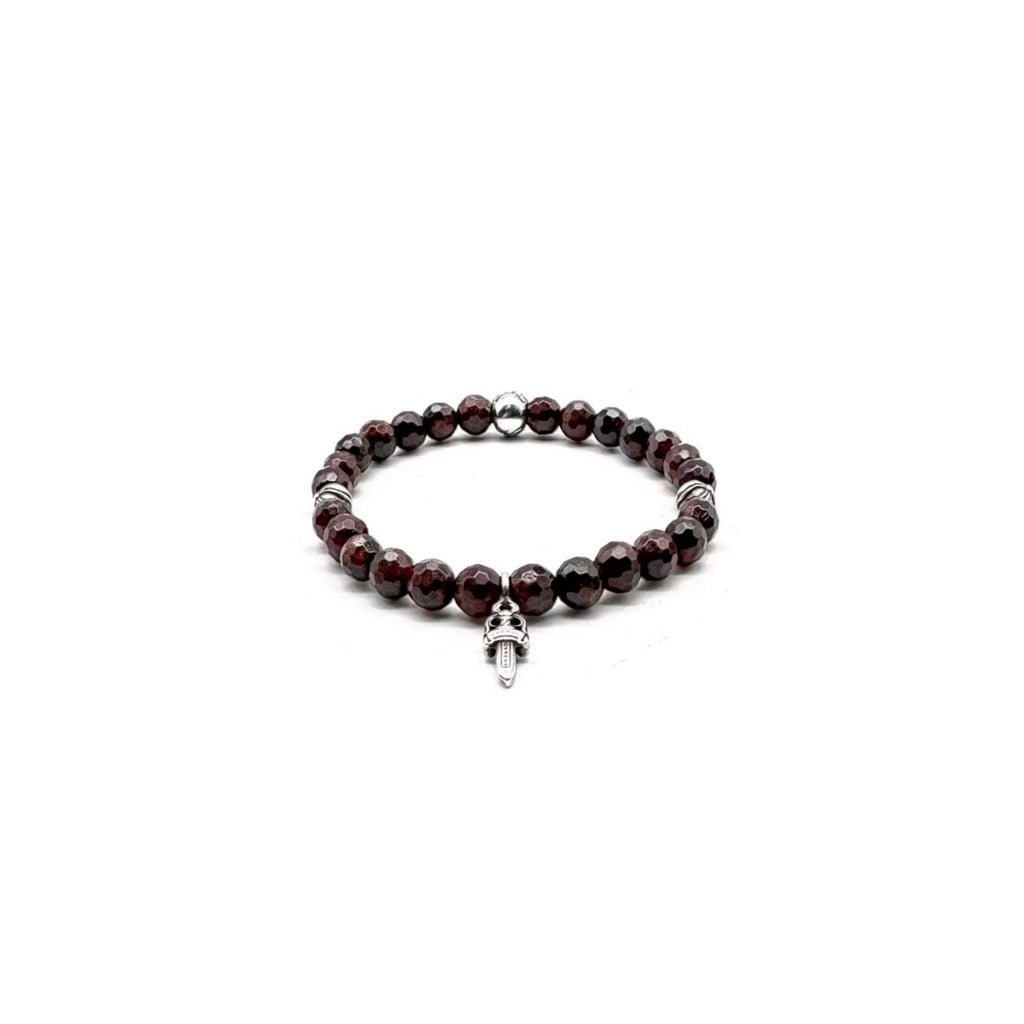 Chrome Hearts 6mm Garnet 4 Silver Beaded Bracelet