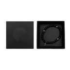 Chrome Hearts Jewely 6mm Obsidian Silver Cross Beaded Bracelet