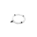 6mm White Agate Silver Cross Pendant Beaded Chrome Hearts Bracelet