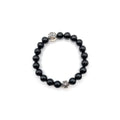 8mm Beaded Obsidian Silver Bracelet Chrome Hearts Jewelry