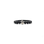 8mm Beaded Obsidian Silver Bracelet Chrome Hearts Jewelry