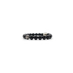 8mm Beaded Obsidian Silver Bracelet Chrome Hearts Jewelry