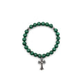 Chrome Hearts 8mm Malachite Grand Cross Pendant Bracelet