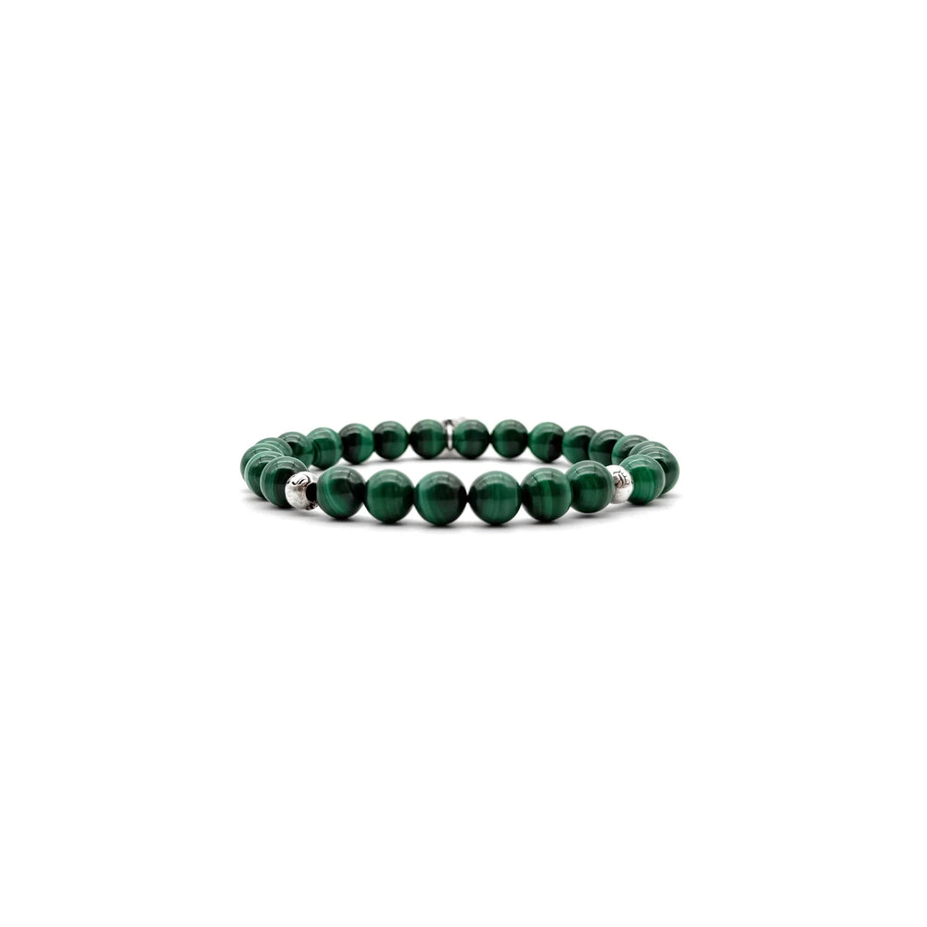 Chrome Hearts 8mm Malachite Grand Cross Pendant Bracelet
