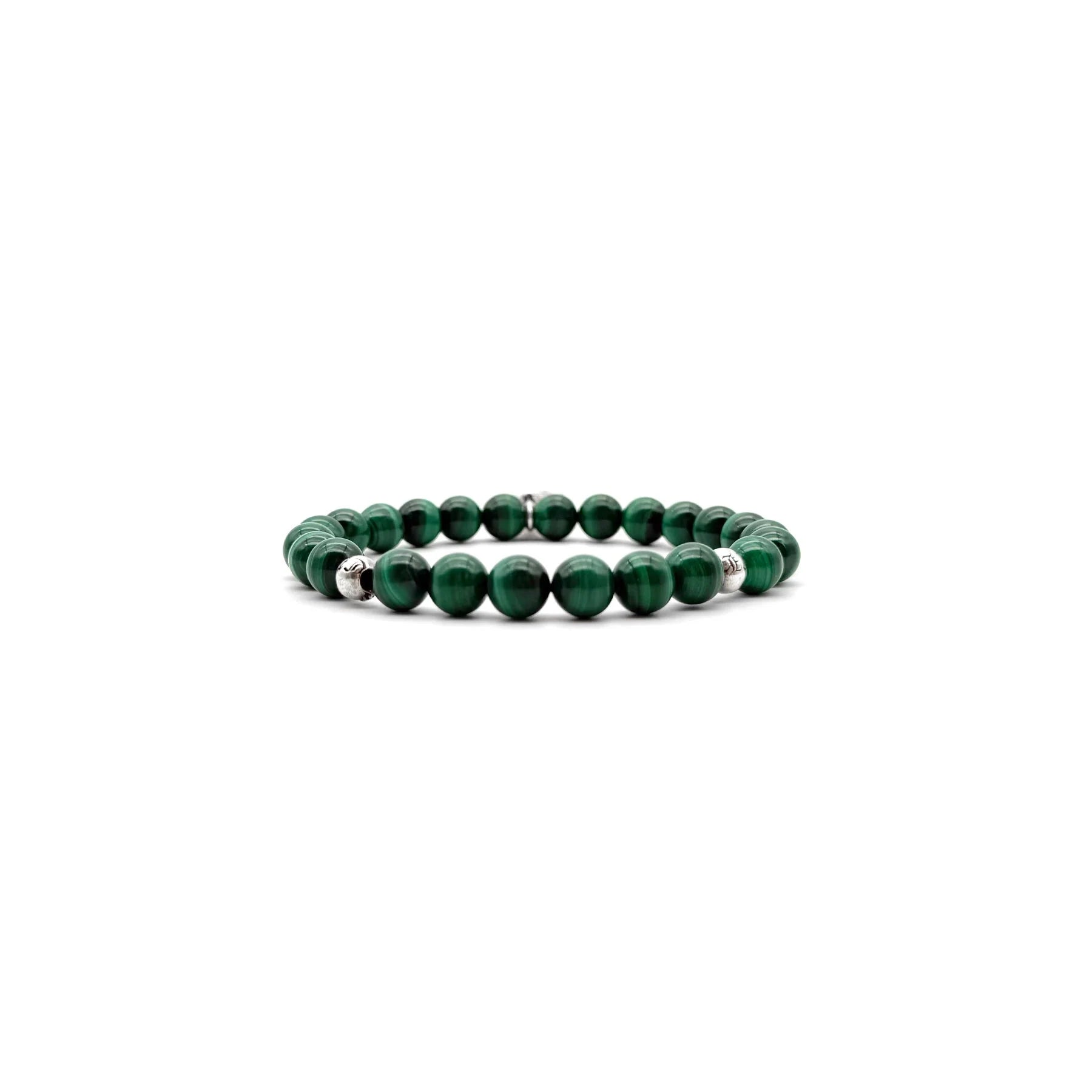 Chrome Hearts 8mm Malachite Grand Cross Pendant Bracelet