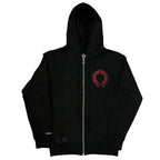 Black Chrome Hoodie With Red Cross