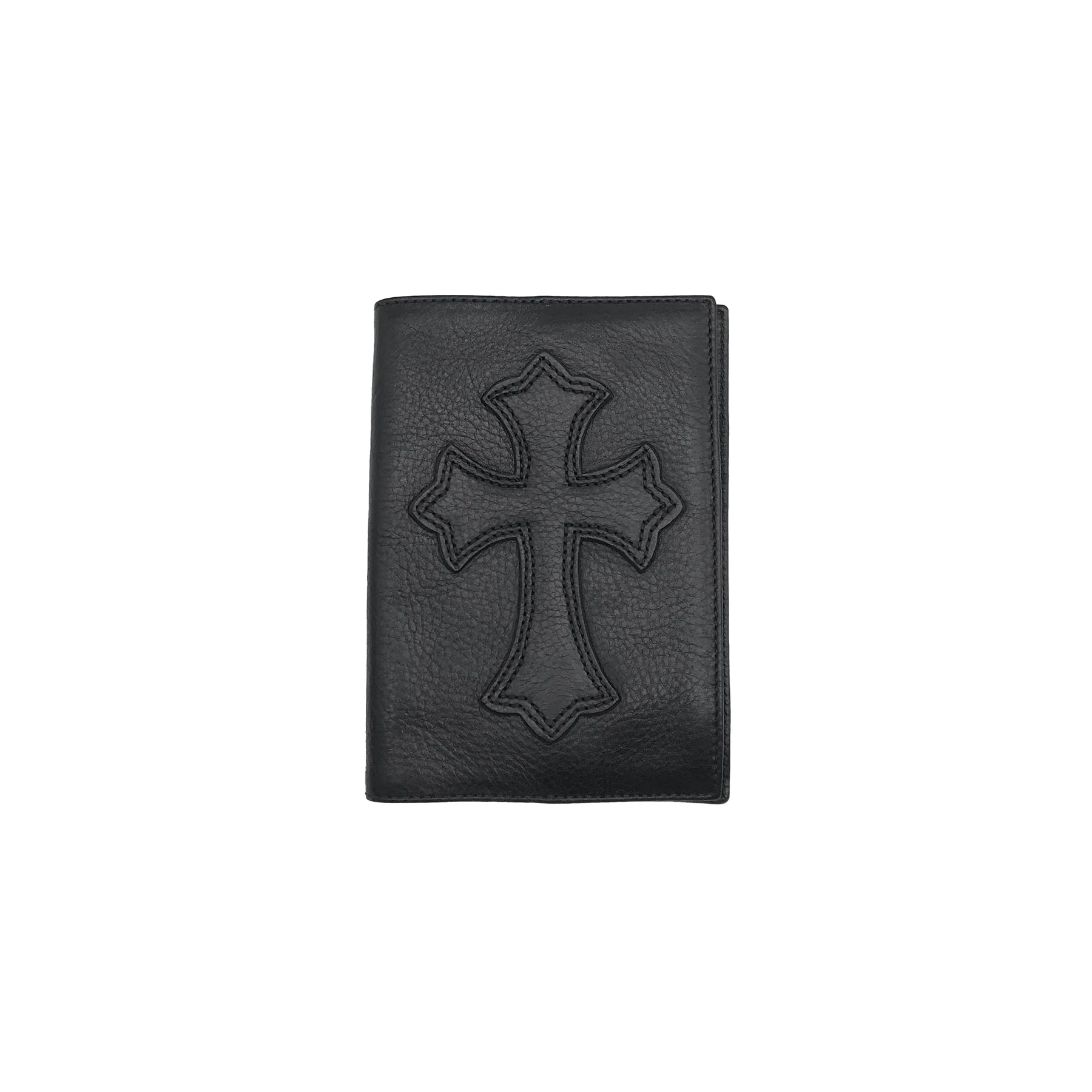 Chrome Hearts Black Leather Cross Passport Holder