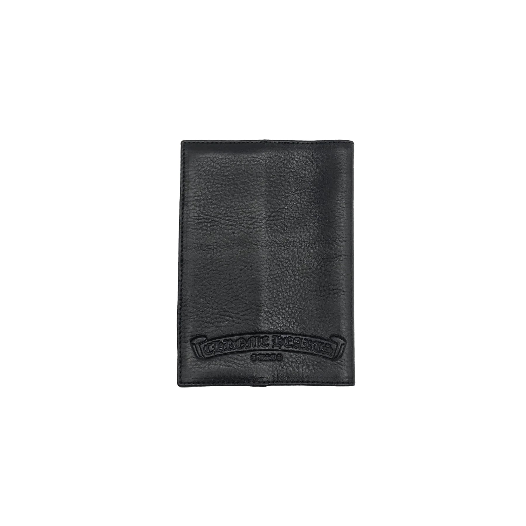 Chrome Hearts Black Leather Cross Passport Holder