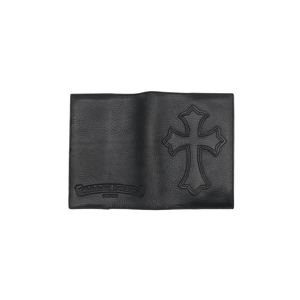 Chrome Hearts Black Leather Cross Passport Holder
