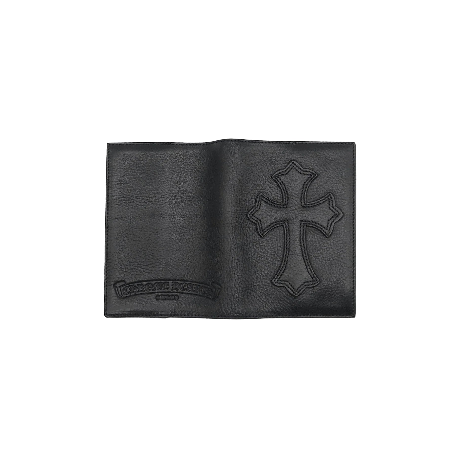 Chrome Hearts Black Leather Cross Passport Holder
