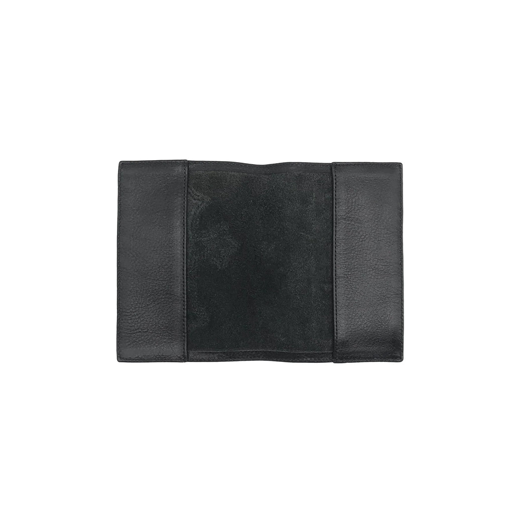 Chrome Hearts Black Leather Cross Passport Holder