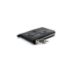 Leather Cross Patch Silver Scroll Zipper Wallet Black