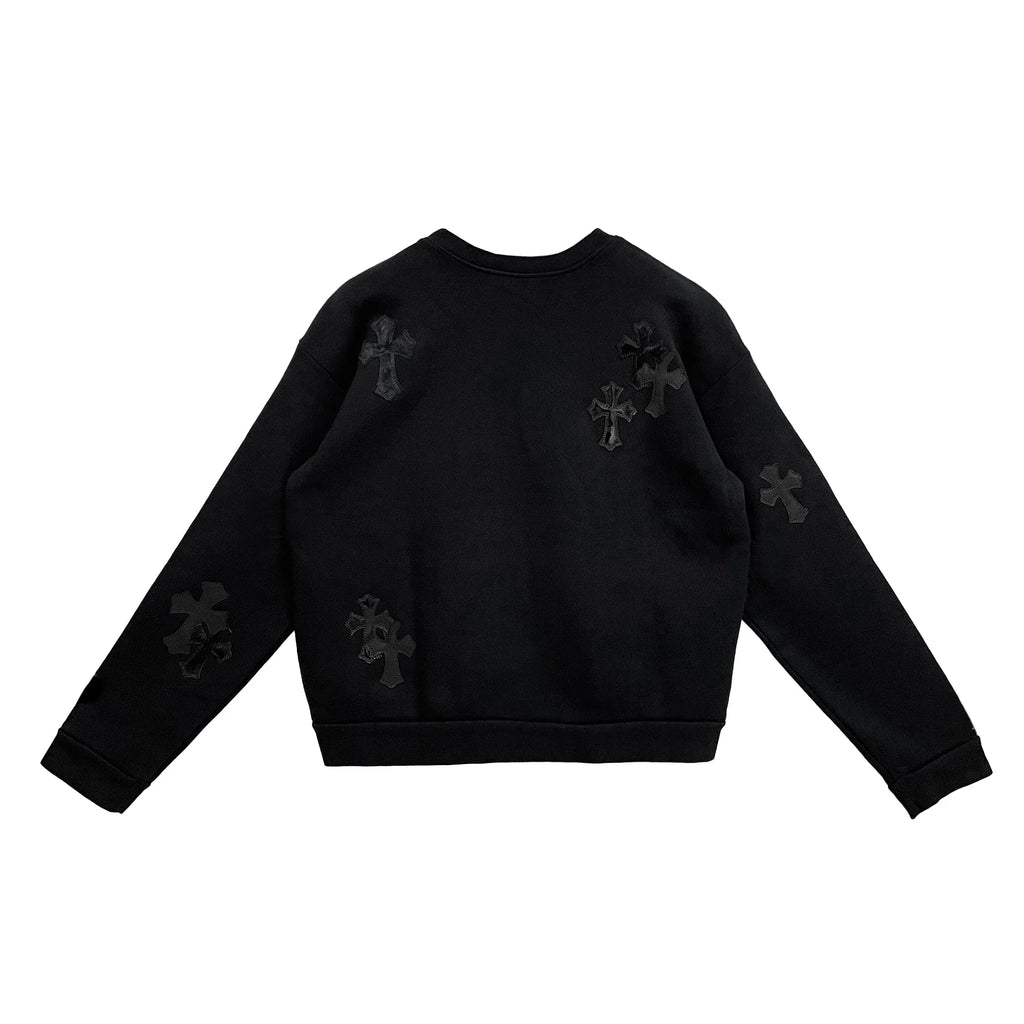 Chrome Hearts Black Pony Hair Patent Leather Cross Sweatshirt