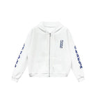 Blue Scroll White Zip Up Hoodie
