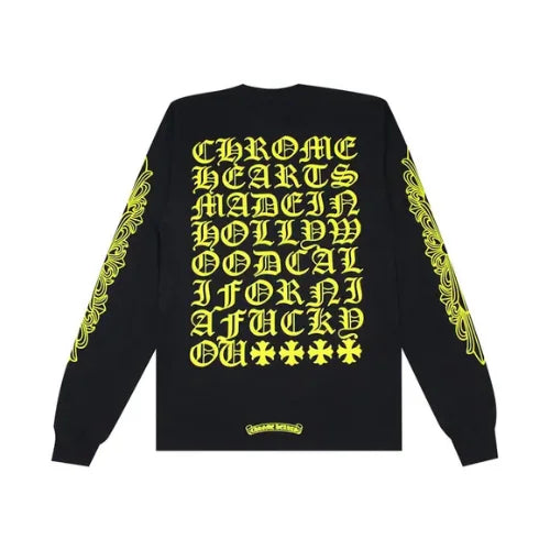 Bold Yellow Chrome Hearts Made In Hollywood Long Sleeve Tee