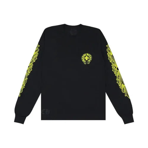 Bold Yellow Chrome Hearts Made In Hollywood Long Sleeve Tee
