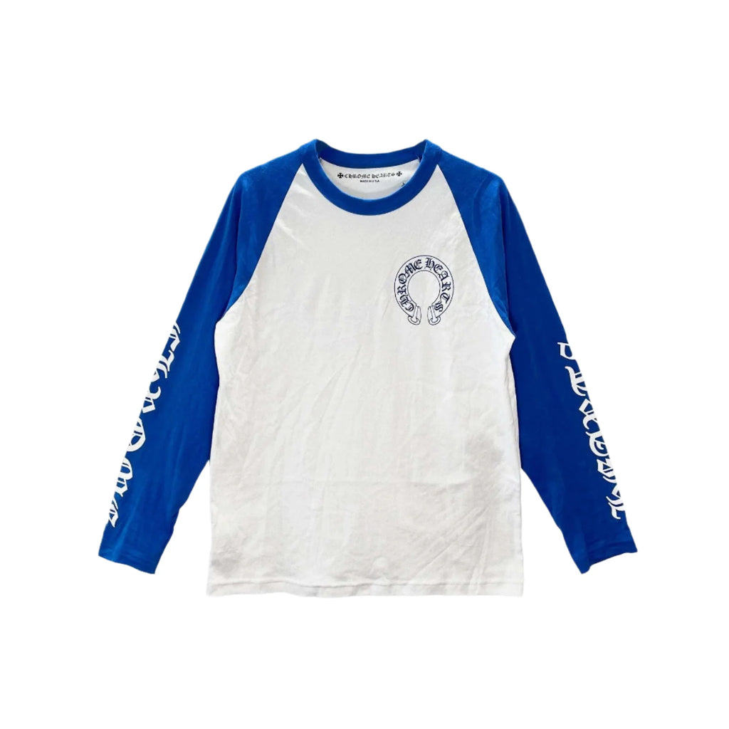 CH Horseshoe Logo Blue & White Long Sleeve Chrome Heart Tee