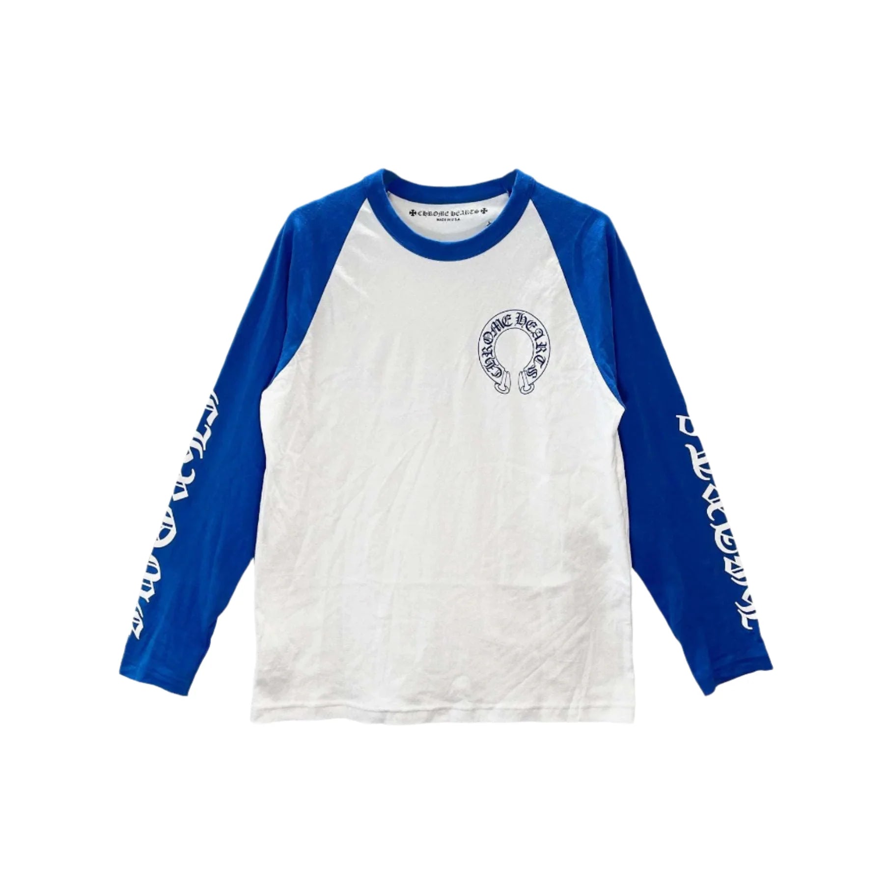 CH Horseshoe Logo Blue & White Long Sleeve Chrome Heart Tee