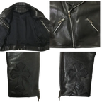 Double Riders Chrome Hearts Leather Jacket Cross Patch
