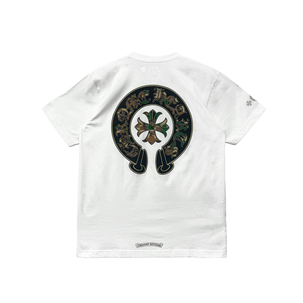 Camouflage Horseshoe Logo Chrome Hearts White Tee