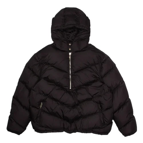 Quarter Zip Chrome Hearts Black Down Puffer Jacket