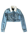Blue Shearling Women Chrome Hearts Denim Jacket