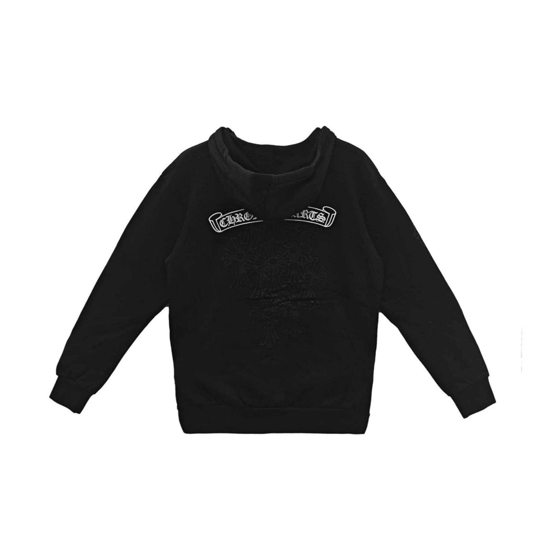 Chrome Hearts Cross Pattern Scroll Logo Zip Up Hoodie