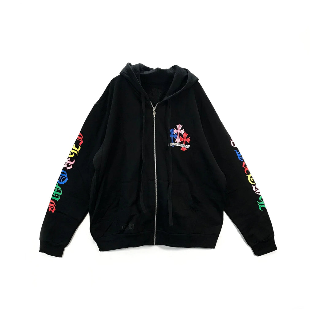 Chrome Hearts Multi-Color Cross Logo Zip Up Hoodie