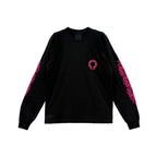 Classic Pink Horseshoe Logo Black Long Sleeve Tee