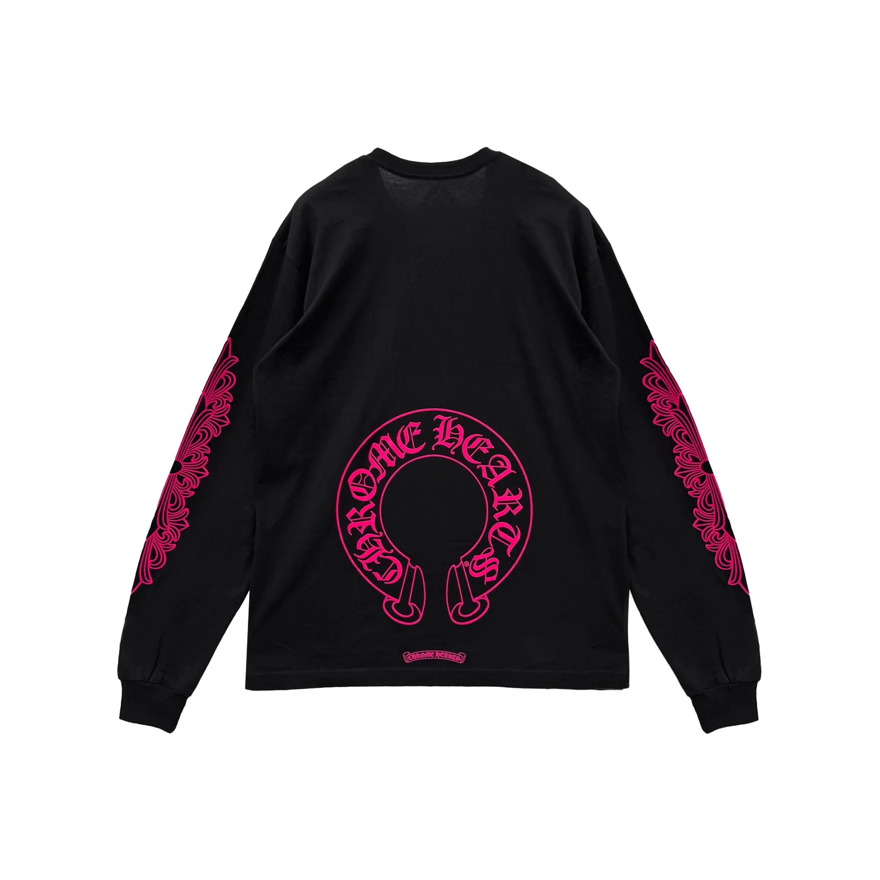 Classic Pink Horseshoe Logo Black Long Sleeve Tee