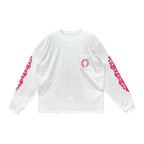 Classic Pink Horseshoe Logo Long Sleeve Chrome Hearts White Tee