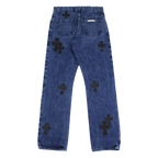 Chrome Hearts Cross Leather Patches Jeans