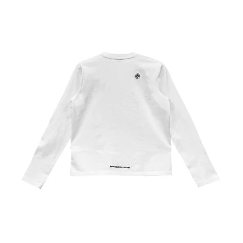 Embroidered Dagger Long Sleeve White T-Shirt