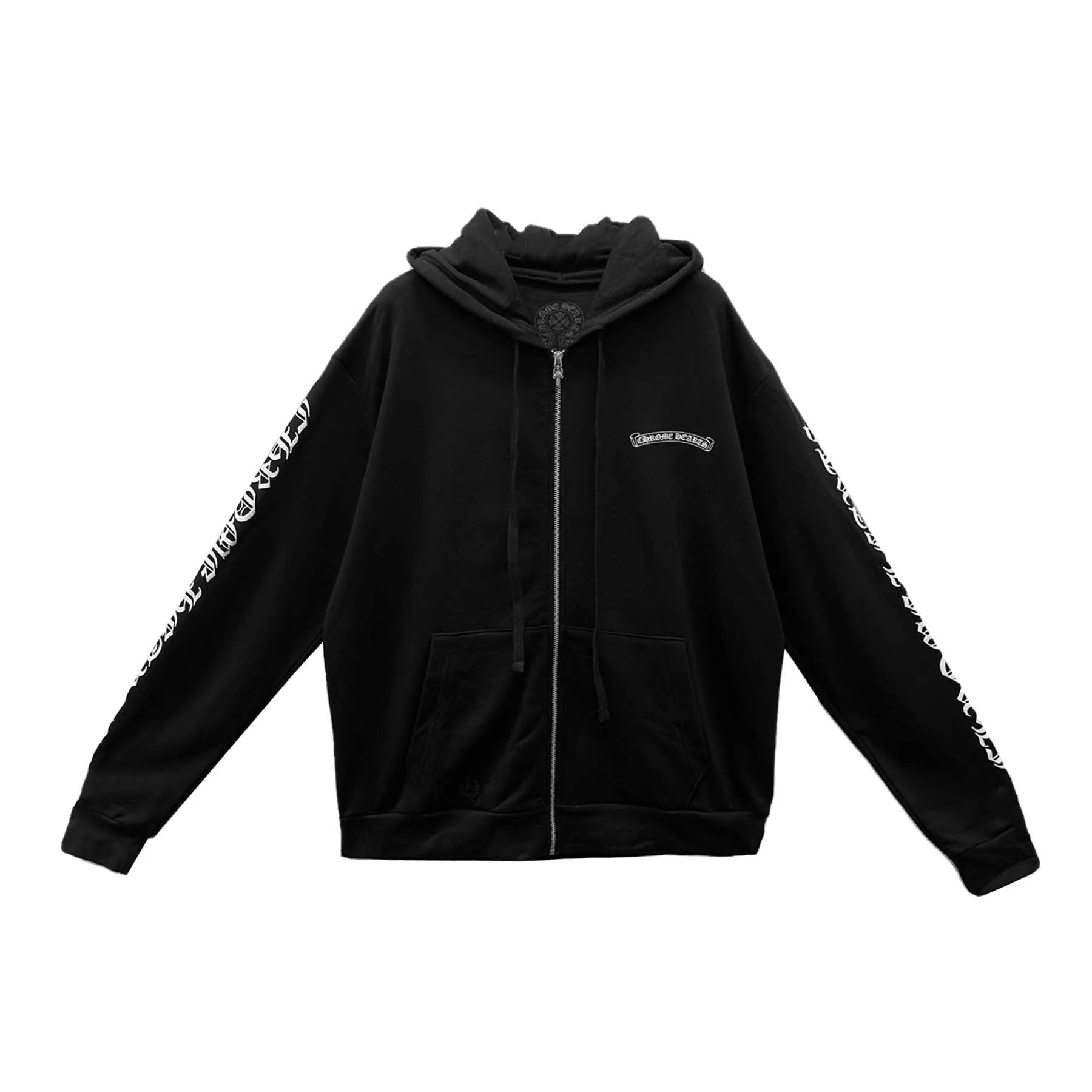 Chrome Hearts FckU Scroll Script Long Sleeve Zip Up Hoodie