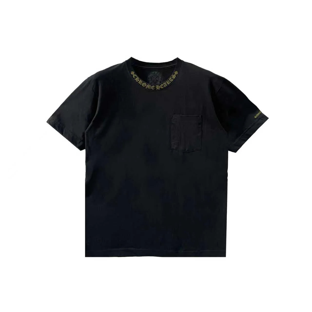 Gold Script Neck Pocket Chrome Hearts T-Shirt