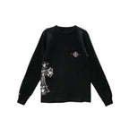 Gun N' Roses Black Cross Embroidered Logo Long Sleeve Tee