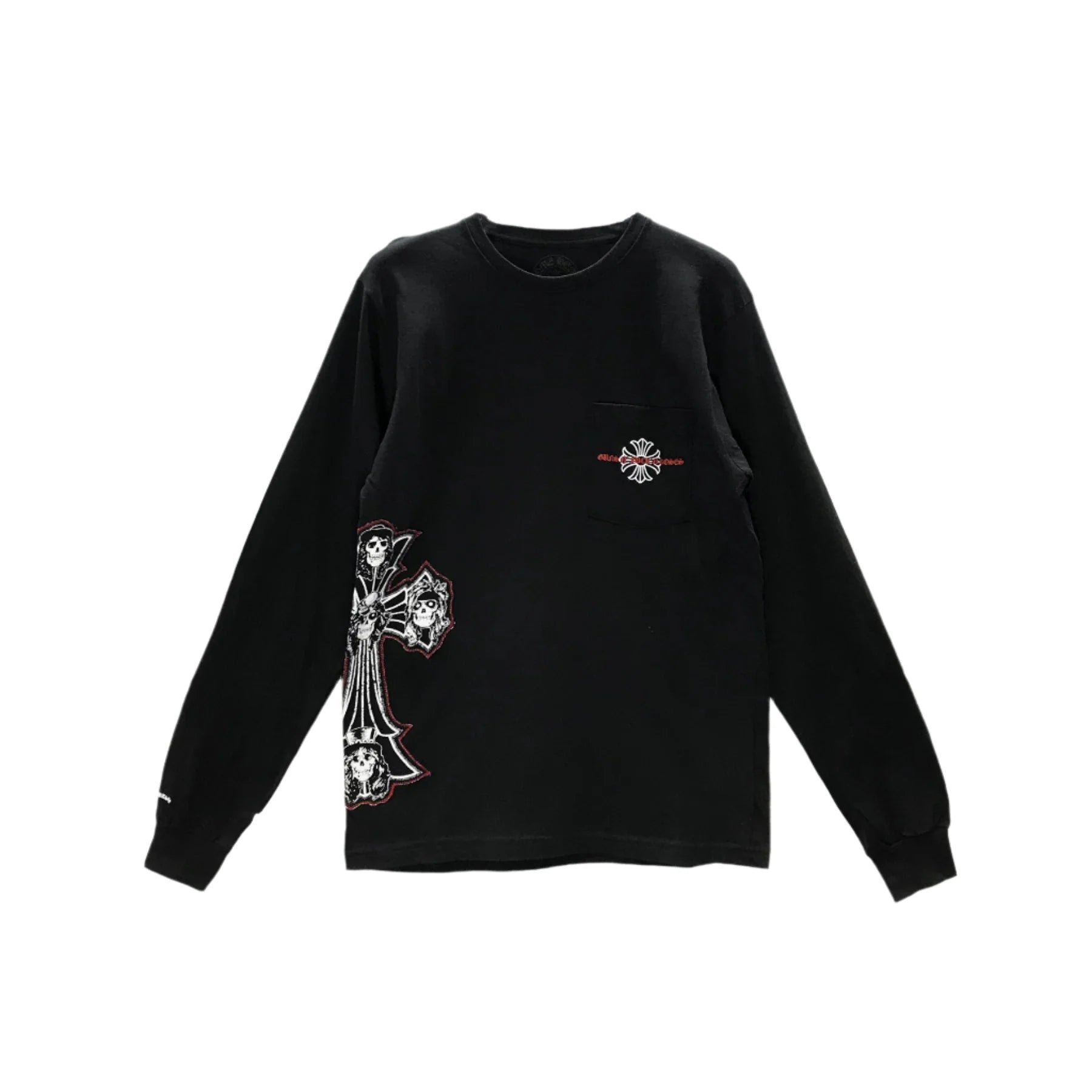 Gun N' Roses Black Cross Embroidered Logo Long Sleeve Tee