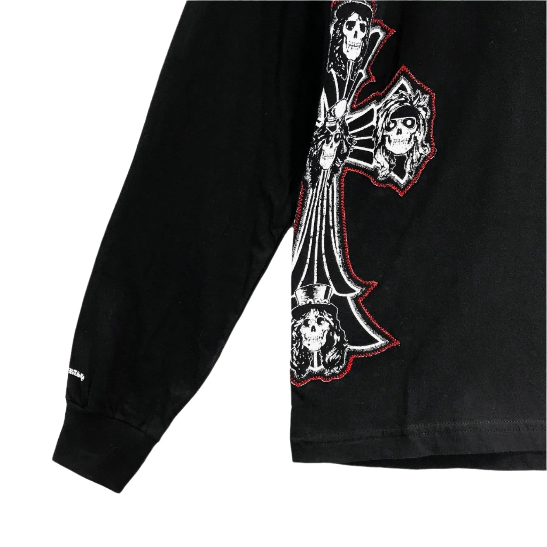 Gun N' Roses Black Cross Embroidered Logo Long Sleeve Tee