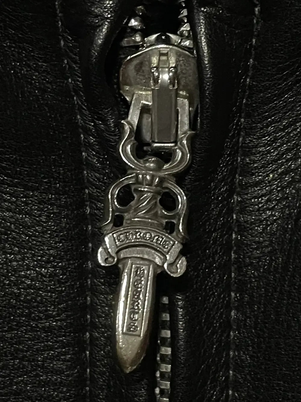 Matty Boy Cemetery Hand-Painted Cross Patch Leather Jacket
