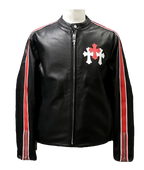 Matty Boy Cemetery Hand-Painted Cross Patch Leather Jacket