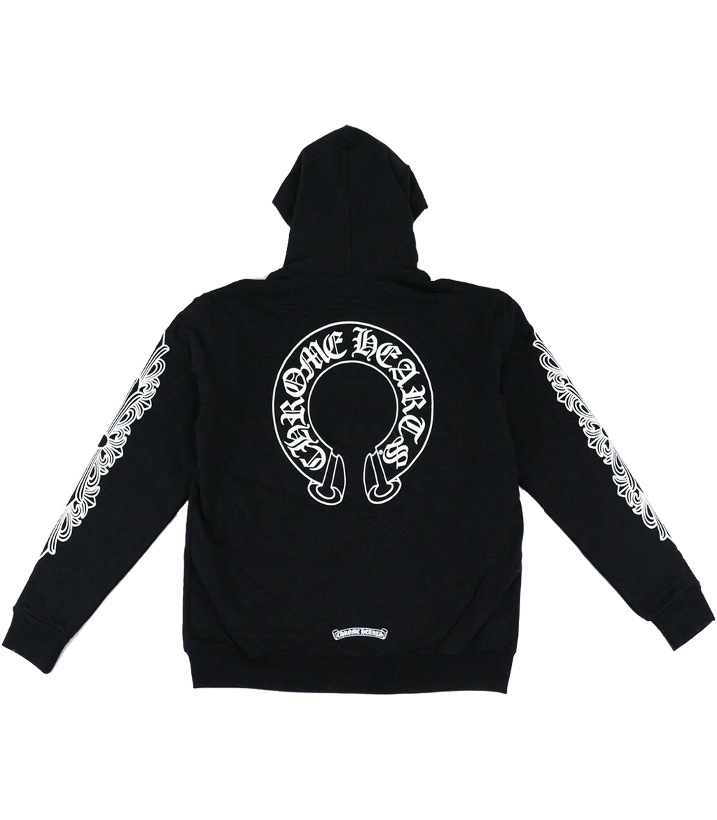 Chrome Hearts CH Horseshoe Floral Cross Zip-Up Hoodie
