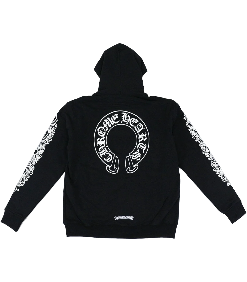 Chrome Hearts CH Horseshoe Floral Cross Zip-Up Hoodie